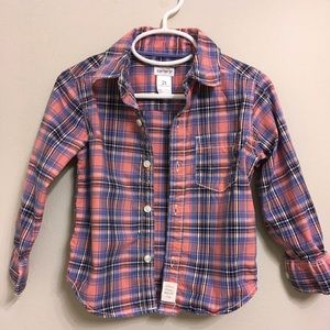 Carter’s Boys Plaid Button Down Longsleeve Pink & Blue Size 2T